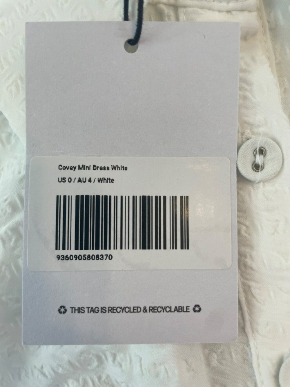 Princess Polly Covey Mini Dress White Button Front Ruffled Hem Wmn's US Sz 0 NWT - Picture 6 of 8